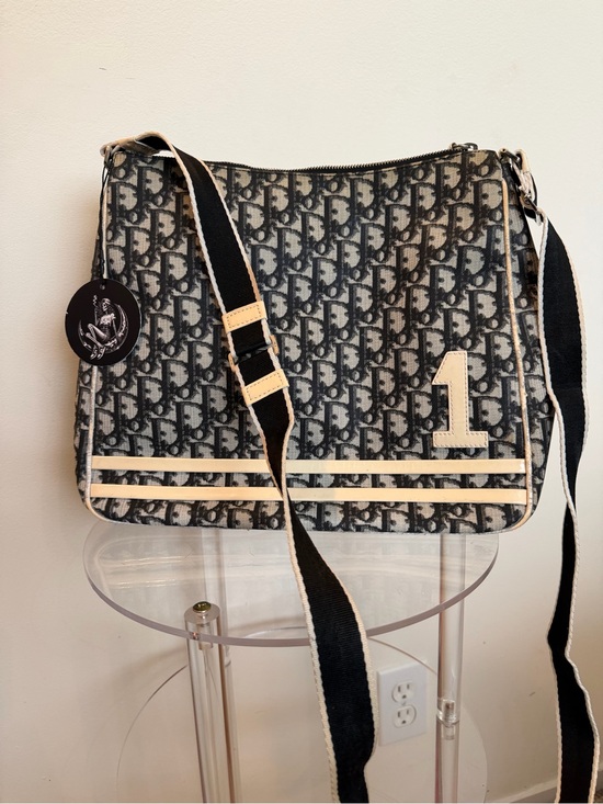 Dior Handbags - Dior Black and Cream Oblique Messenger Bag with Number Patch